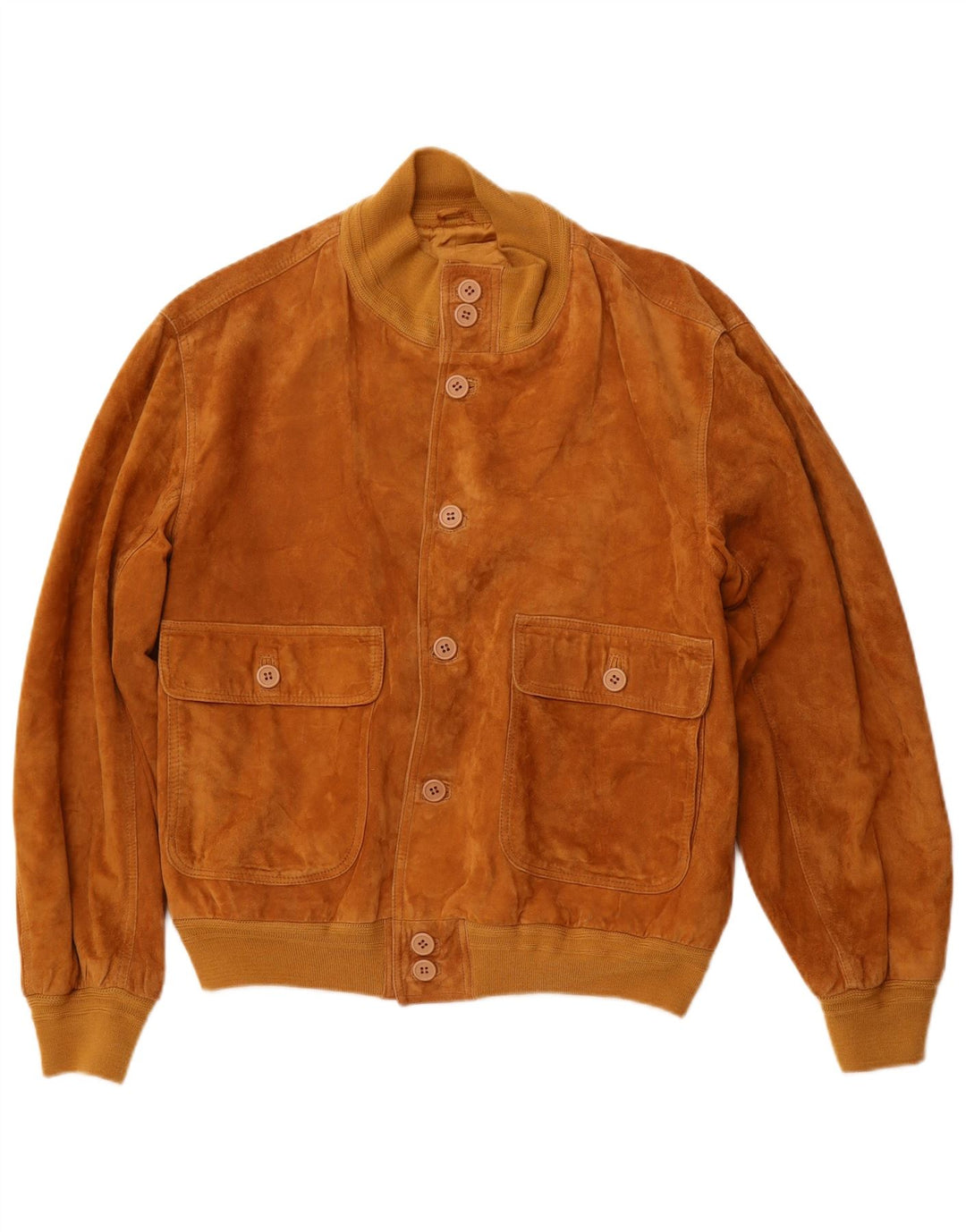 LAVORAZIONE ARTIGIANA Giubbotto Bomber Uomo in Pelle Scamosciata IT 48 Pelle Marrone Medio