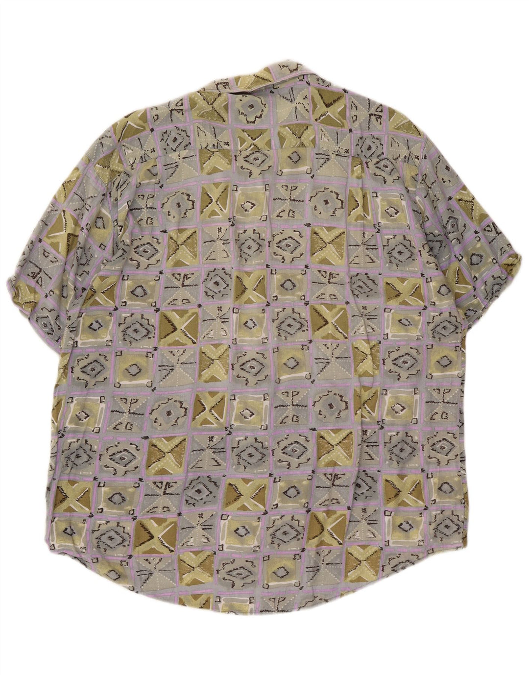 Camicia a maniche corte da uomo VINTAGE XL in viscosa geometrica multicolore