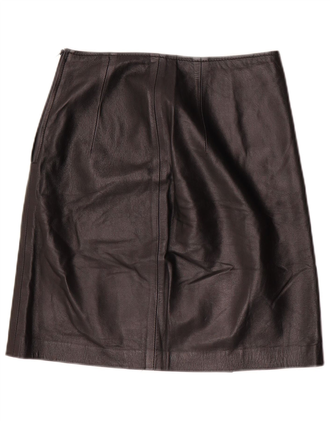 Gonna in pelle a vita alta da donna vintage IT 42 media W24 nera