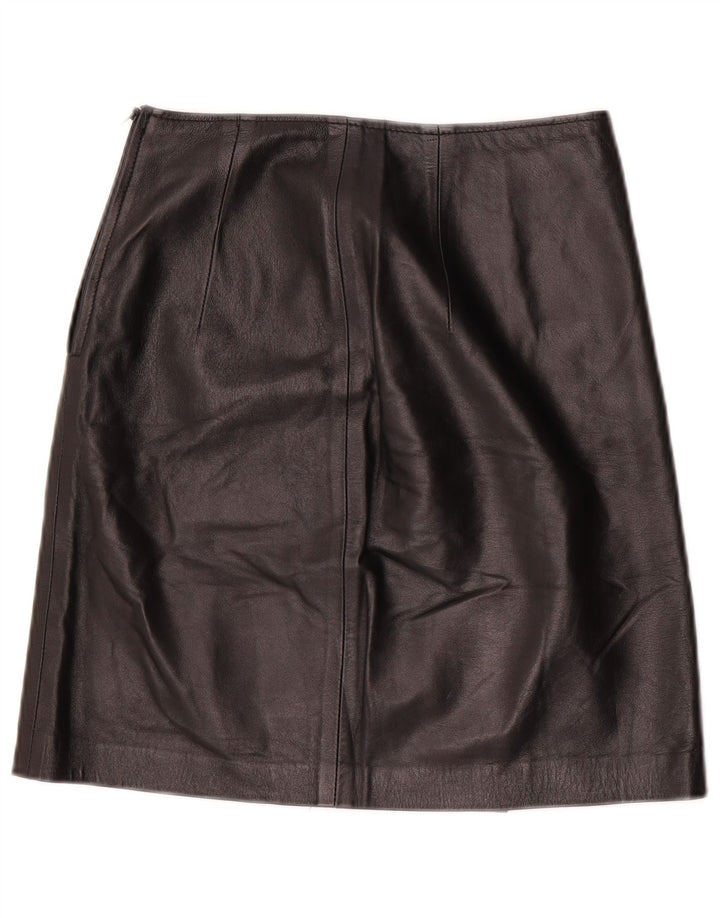 Gonna in pelle a vita alta da donna vintage IT 42 media W24 nera