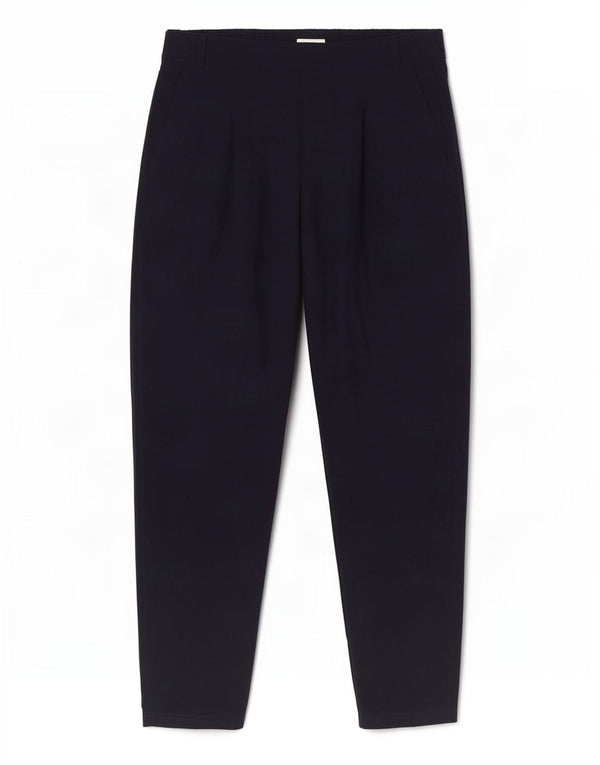 Marks & Spencer Womens High Waist Casual Trousers UK 12 Medium W30 L27 Navy
