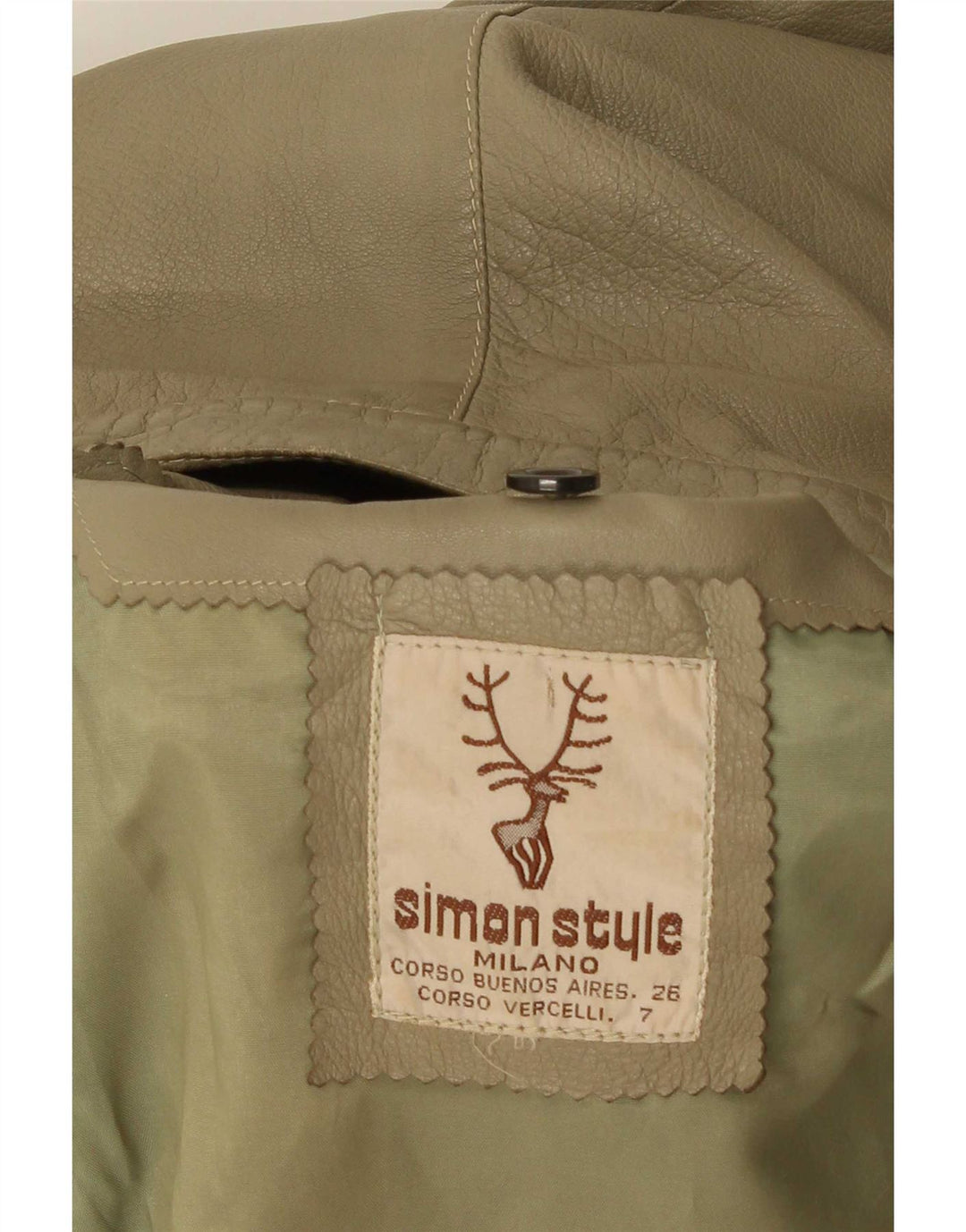 Giacca in pelle vintage da uomo UK 38 media kaki
