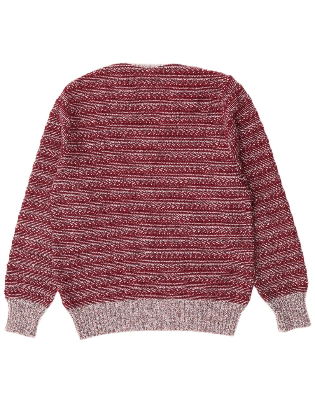 Rio Mens V-Neck Jumper Sweater IT 50 Medium Maroon Striped Polyacrylic