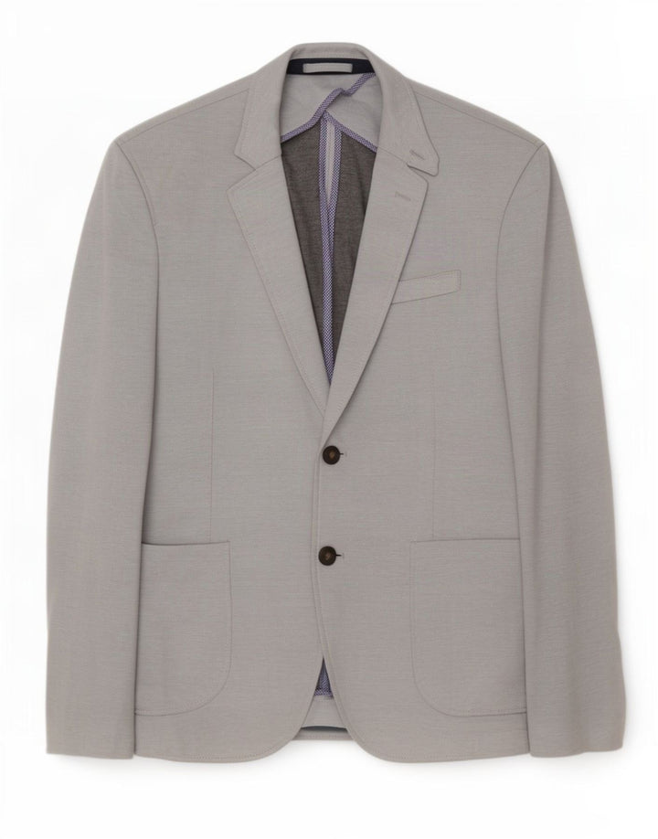 Giacca blazer da uomo a 2 bottoni Zara EU 52 grande poliestere color block grigio