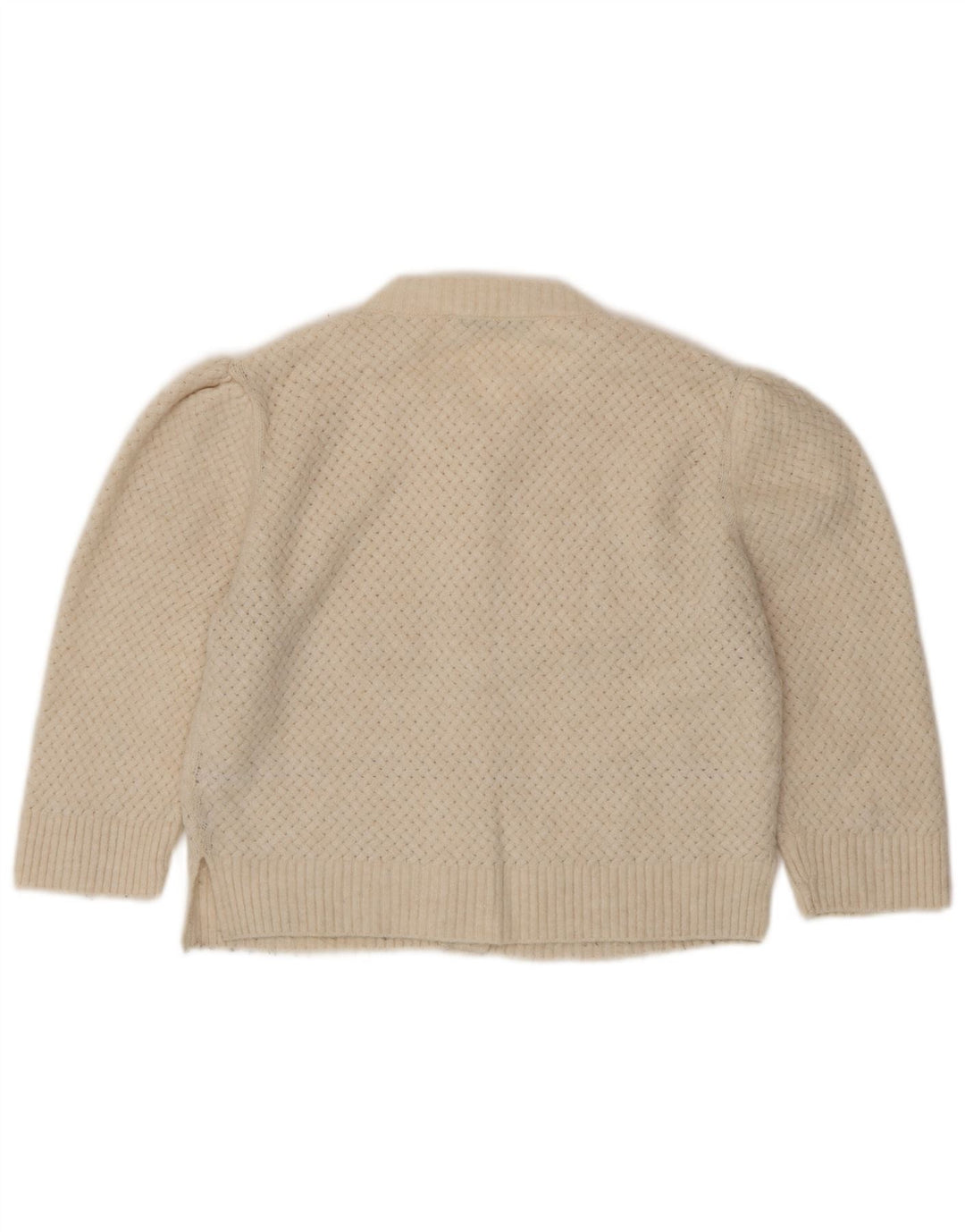Maglione cardigan corto da donna Zara UK 10 piccolo poliestere beige