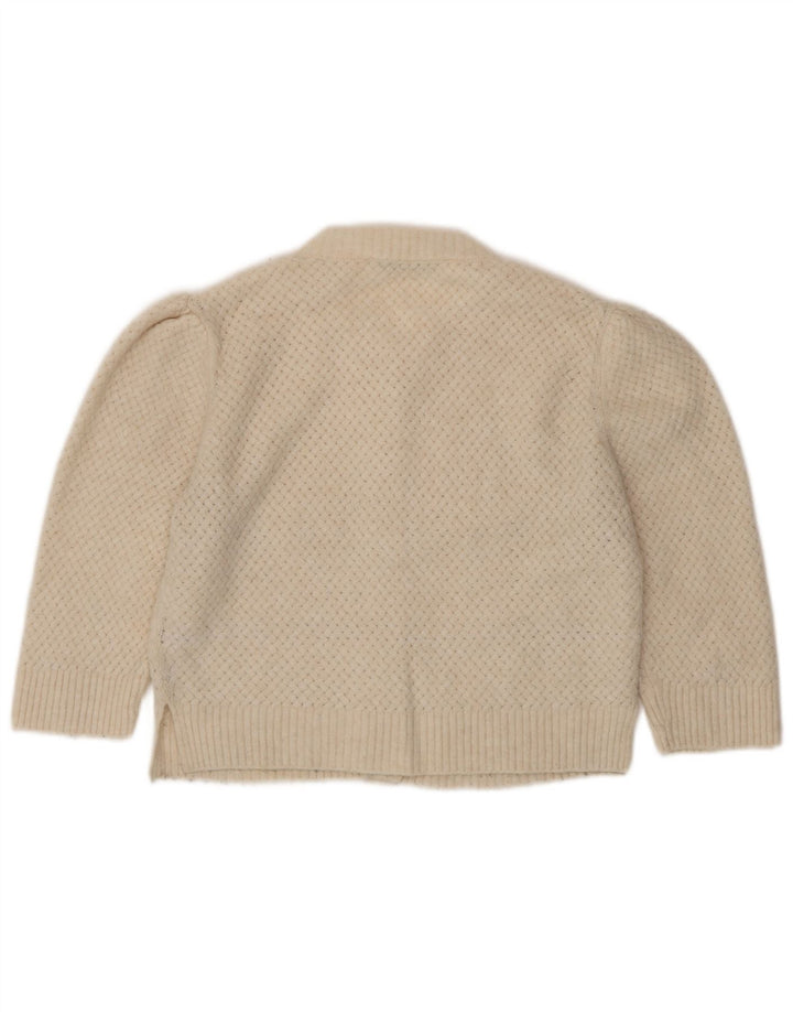 Maglione cardigan corto da donna Zara UK 10 piccolo poliestere beige
