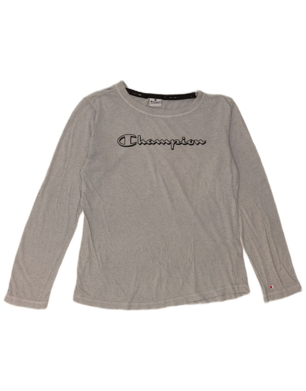 Top grafico da donna a maniche lunghe Champion UK 18 XL cotone chiazzato grigio