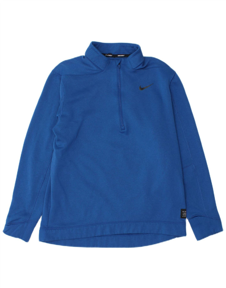 Felpa Nike da uomo con zip e collo, in poliestere blu medio