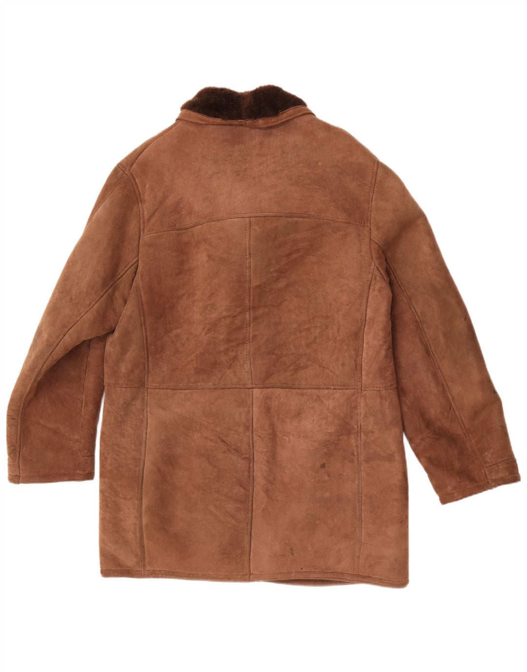 Cappotto vintage in shearling da uomo UK 40 grande marrone
