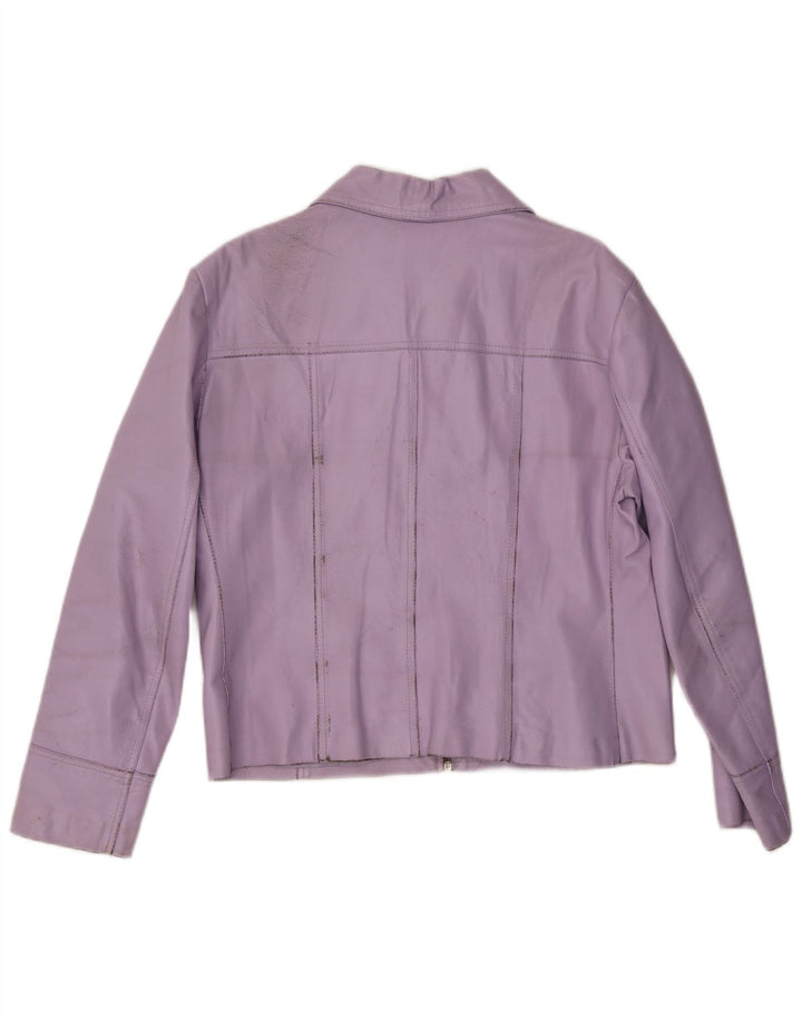 Giacca in Pelle Donna IT 46 Large Viola in Pelle
