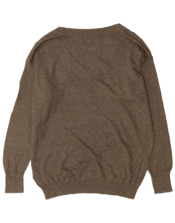 Maglione oversize con scollo a V da donna Marks & Spencer UK 10 piccolo kaki