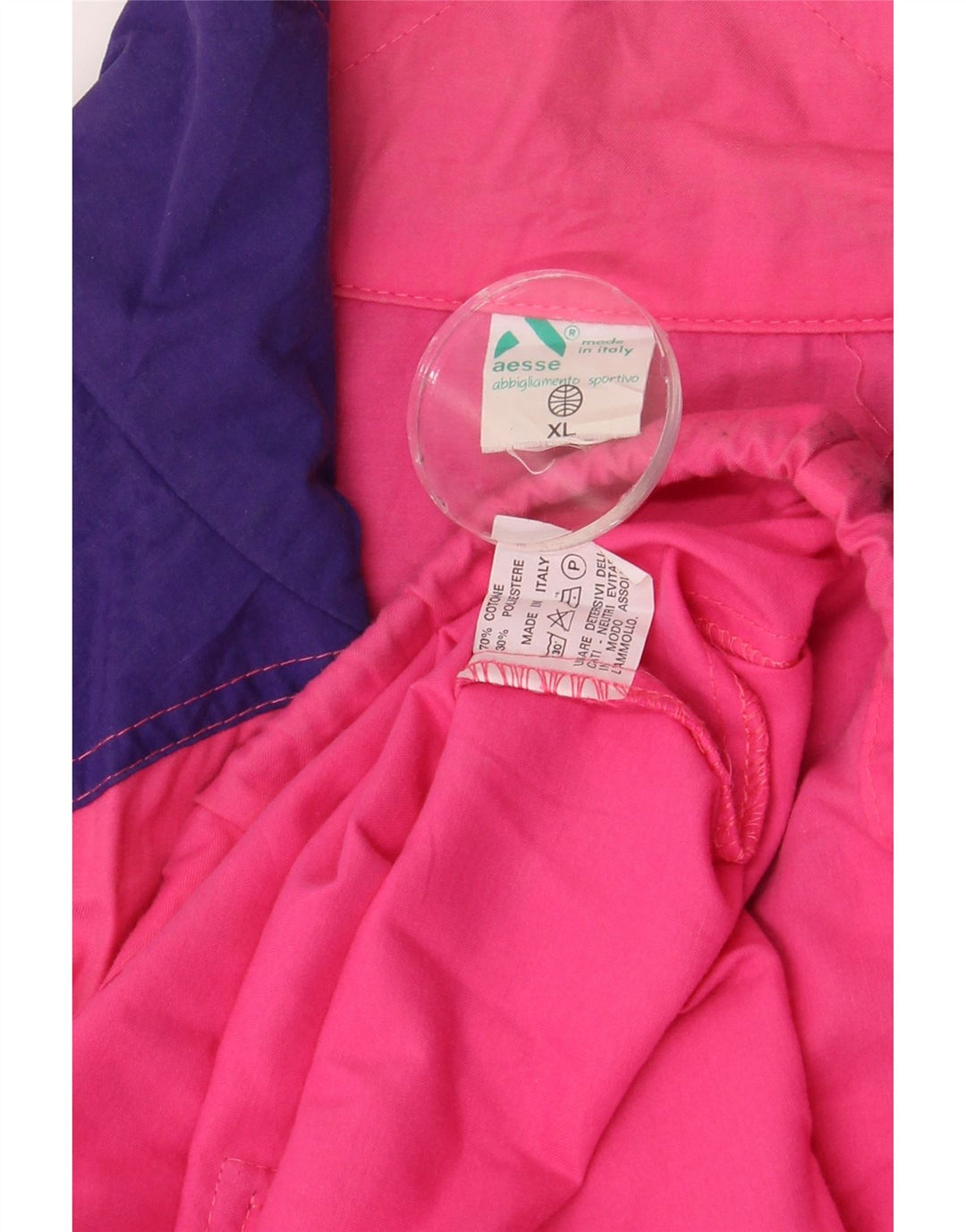 Tuta da uomo Aesse con zip e collo pullover XL in cotone color block rosa
