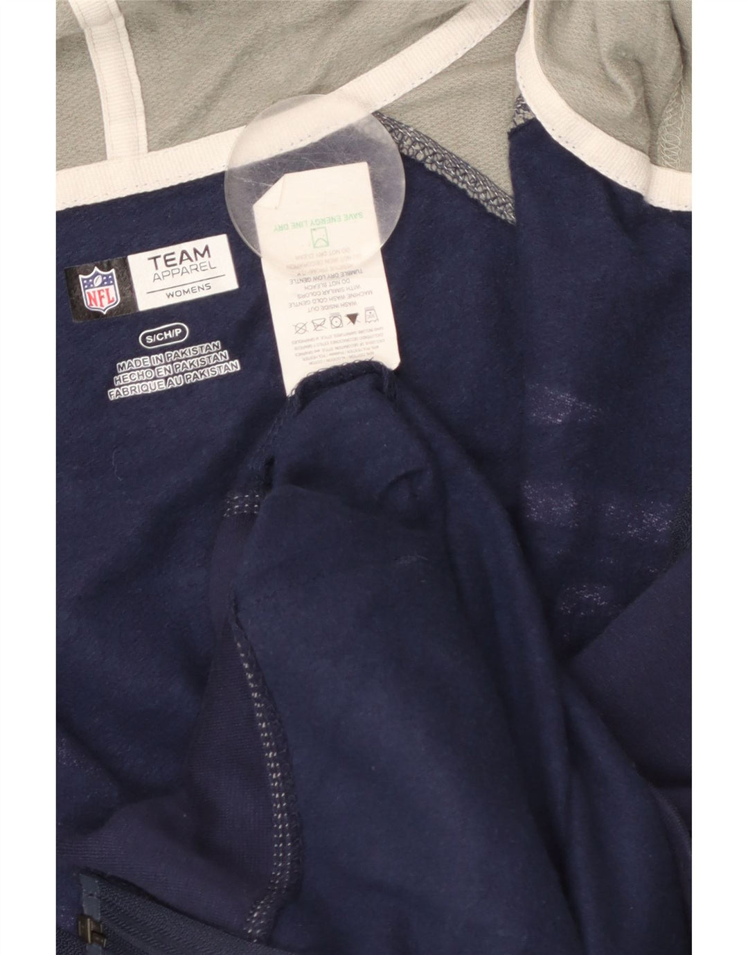 Maglione con cappuccio e zip da donna NFL Patriots UK 10 Small Blu Navy Colourblock