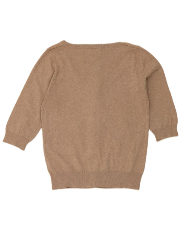 Maglione cardigan con maniche a 3/4 da donna Zara UK 18 XL cotone marrone