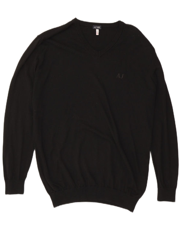 Maglione maglione da uomo con scollo a V Armani Jeans 3XL lana nera