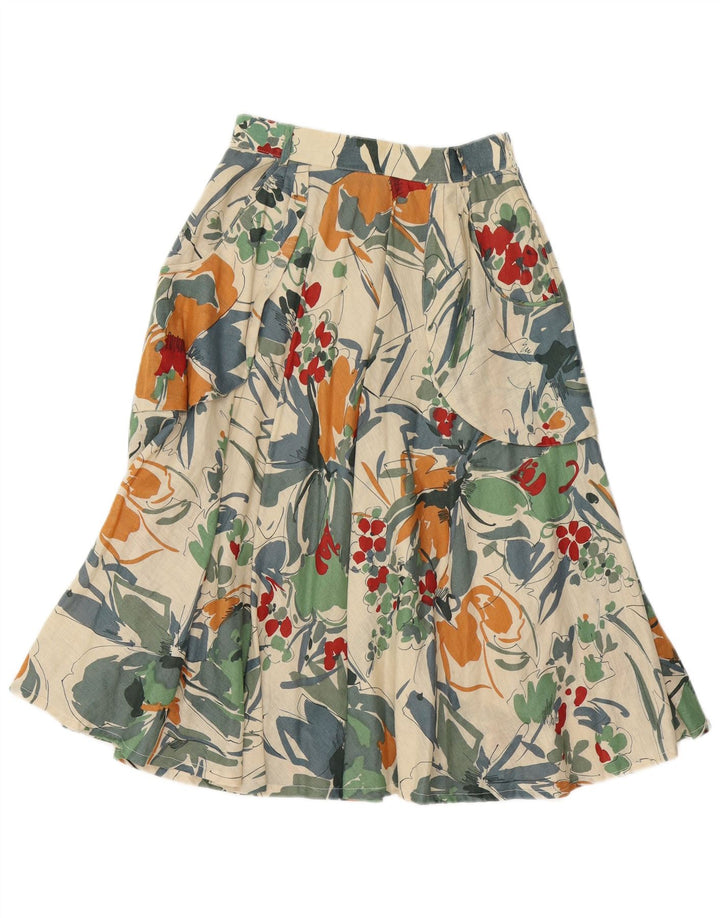 Gonna a trapezio a vita alta da donna vintage IT 42 media W26 multicolore