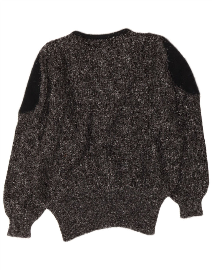 Maglione da donna VINTAGE con scollo a V IT 44 Colorblock grigio medio