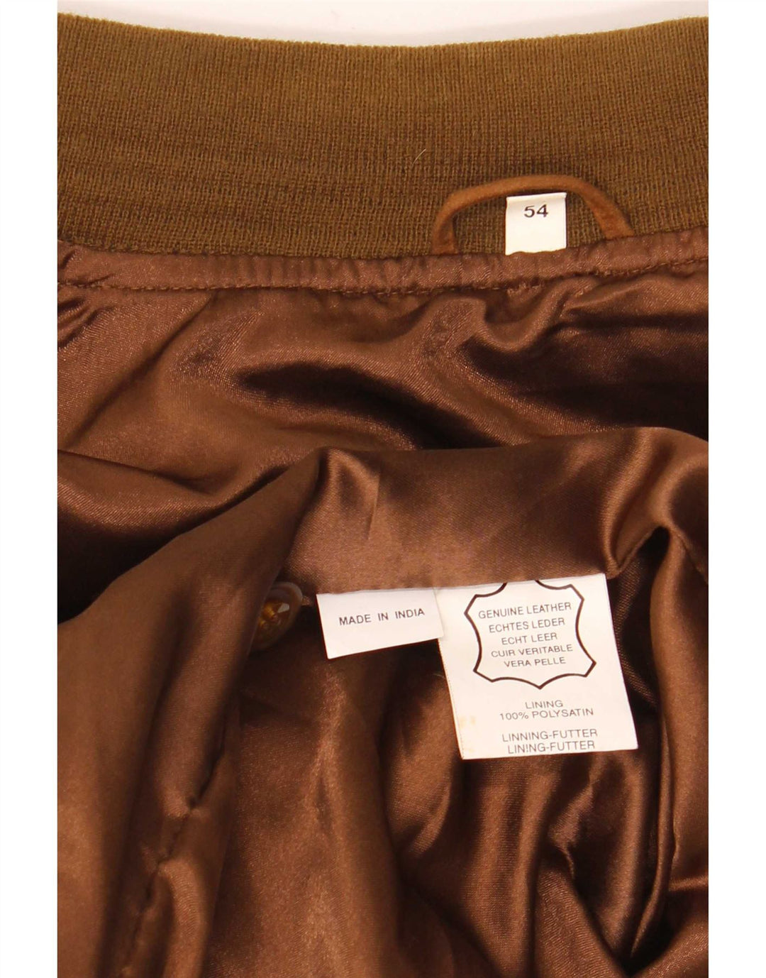 Giubbotto bomber vintage in pelle scamosciata da uomo IT 54 2XL in pelle marrone
