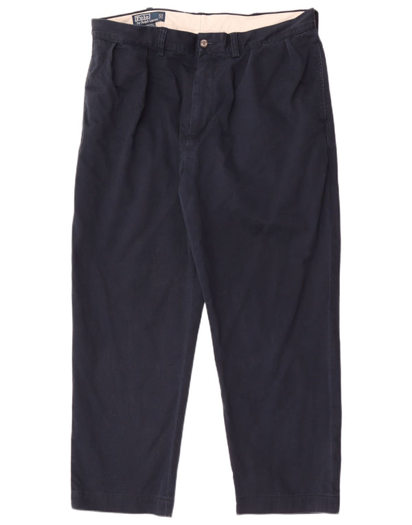 Pantaloni chino con pegging da uomo Polo Ralph Lauren W36 L27 cotone blu navy