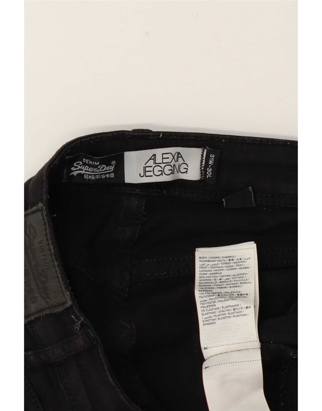 Jeans Jeggings Donna Alexia Superdry W31 L26 Cotone Nero