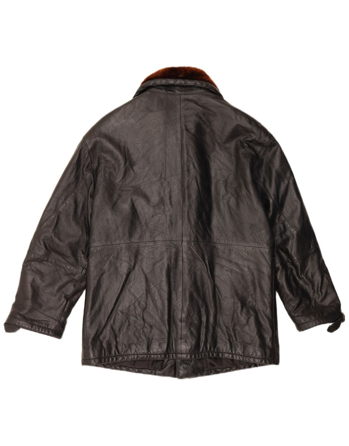 Giacca in pelle vintage da uomo UK 36 Small Black Colourblock