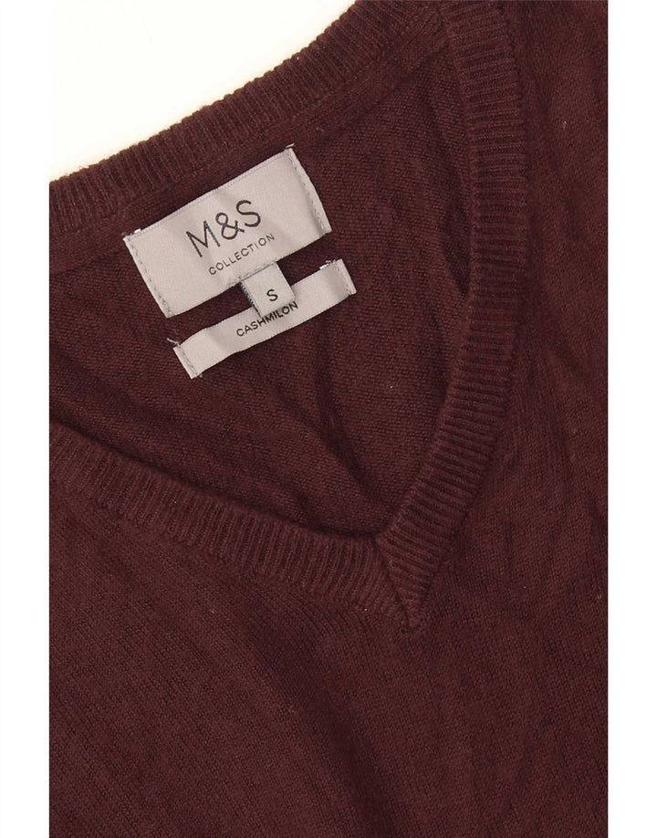 Maglione da uomo Marks & Spencer con scollo a V piccolo cashmere marrone