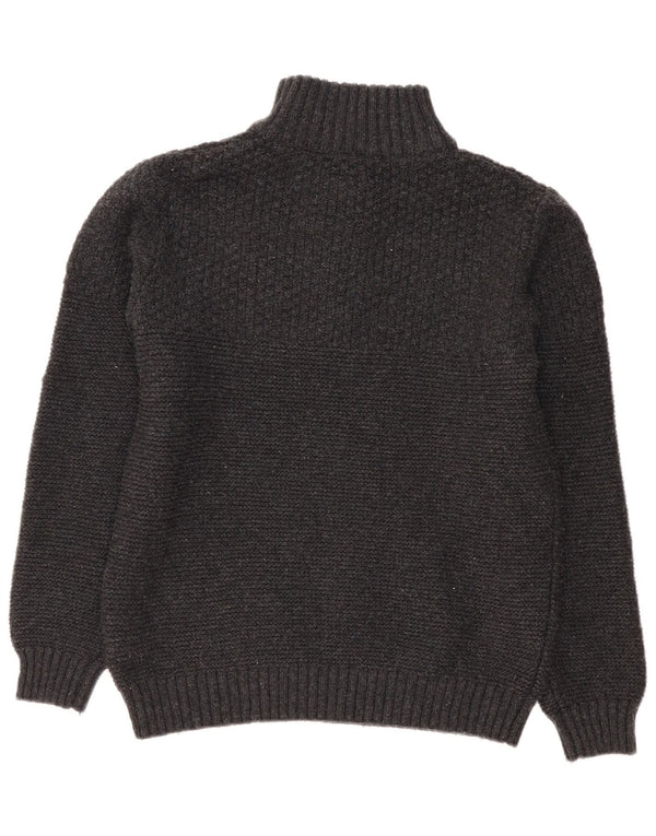 Fat Face Mens Zip Neck Jumper Sweater Large Grey Wool