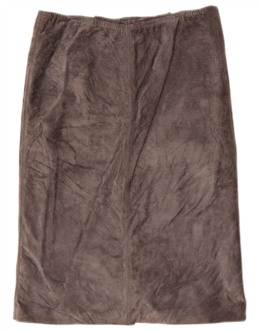 Gonna dritta vintage da donna in pelle scamosciata IT 46 grande W30 grigia
