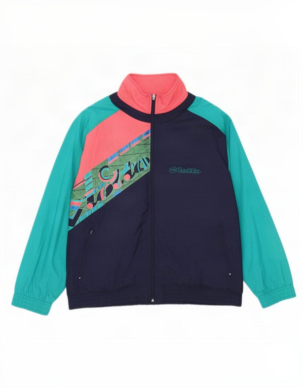 Giacca da ginnastica grafica da uomo Lotto XL in nylon color block blu navy