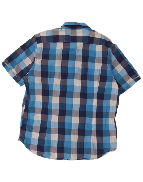 Ted Baker Camicia a maniche corte da uomo Taglia 6 2XL Cotone a quadri blu