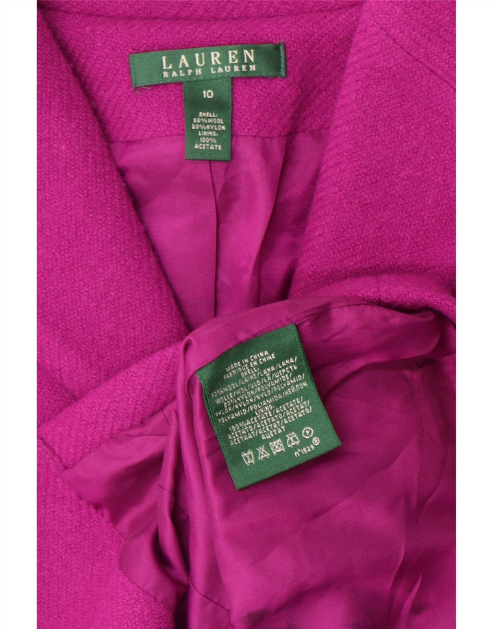 Giacca blazer a 3 bottoni da donna Ralph Lauren US 10 Large Pink Wool