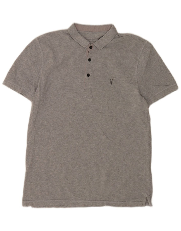 Polo da uomo All Saints in cotone grigio medio