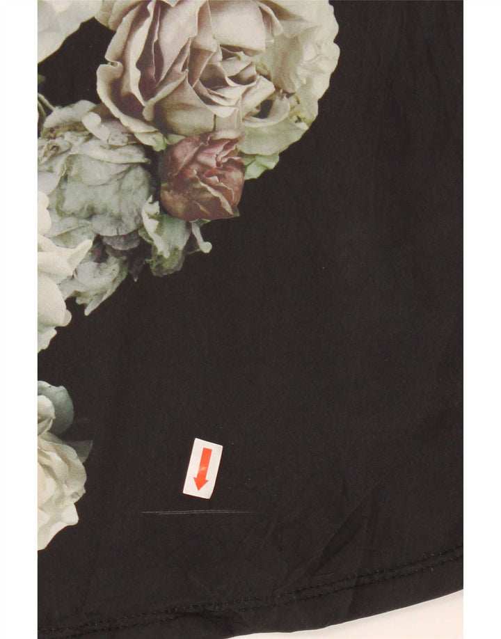 Top grafico da donna Zara manica 3/4 UK 12 medio nero floreale