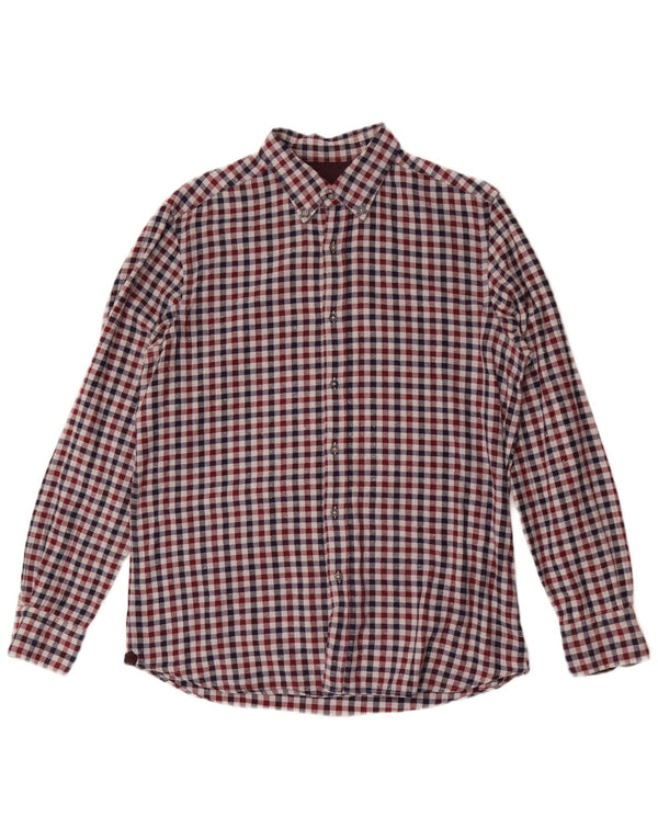 Massimo Dutti Camicia da uomo in flanella grande a quadretti multicolore