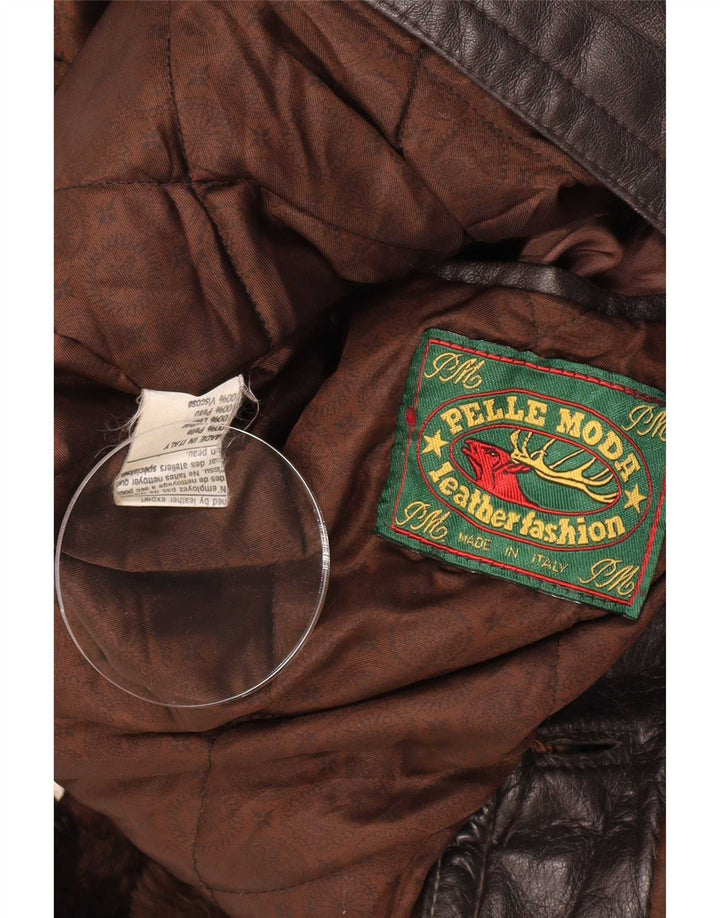 Pelle Moda Cappotto in pelle da uomo UK 40 Large Marrone Classico