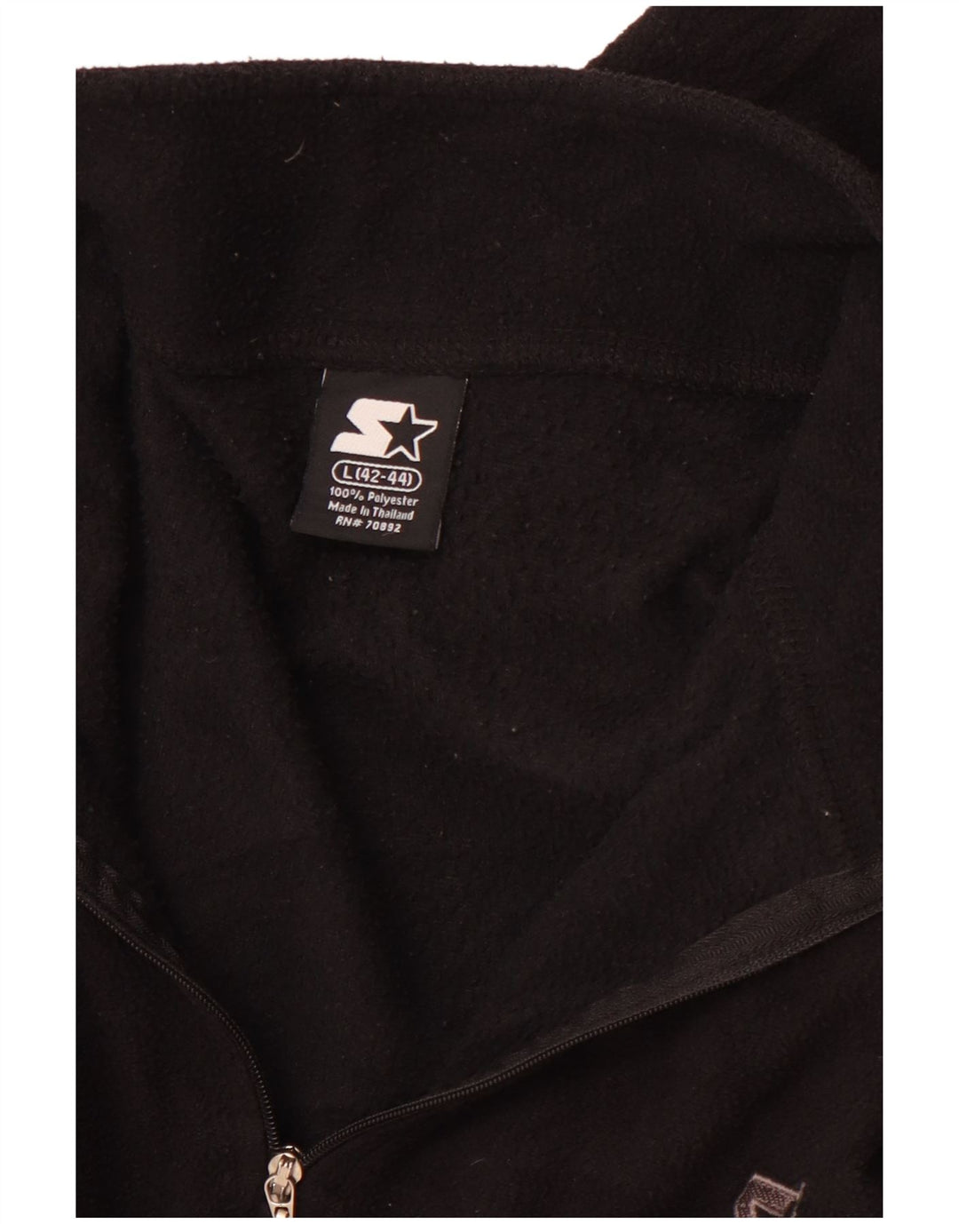 Maglione in pile da uomo STARTER con zip e collo, grande, in poliestere nero, sportivo