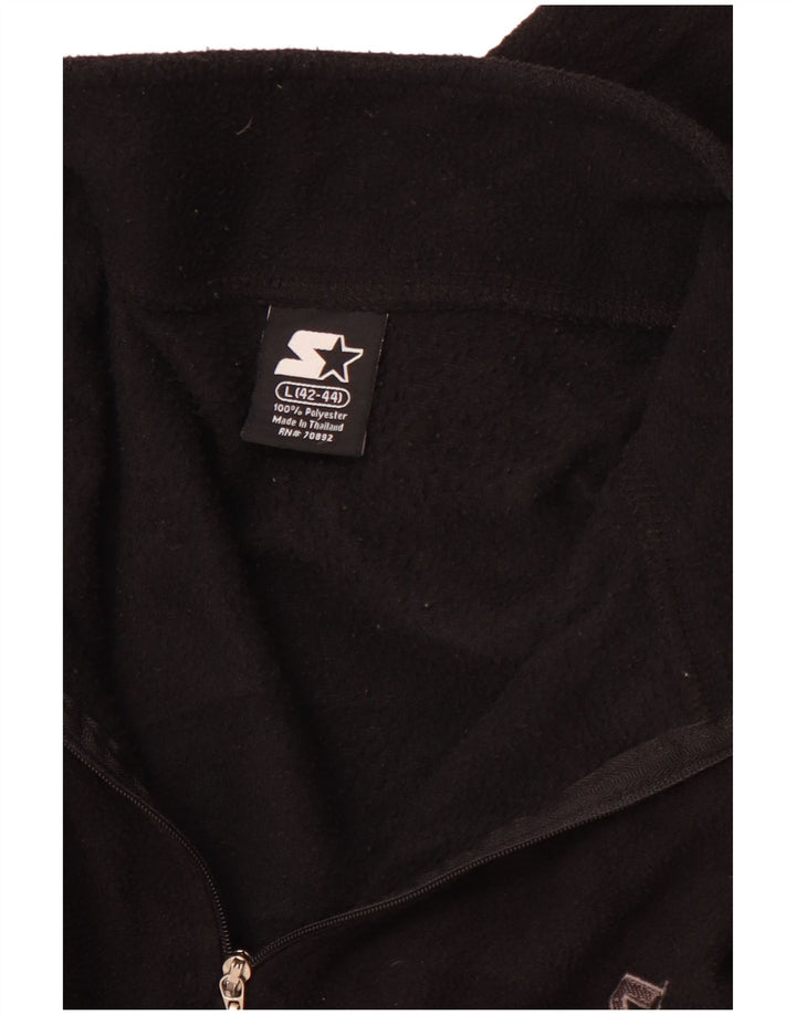 Maglione in pile da uomo STARTER con zip e collo, grande, in poliestere nero, sportivo