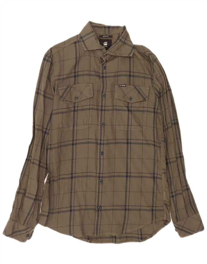 Camicia G-Star da uomo slim fit in flanella a quadri verdi piccoli