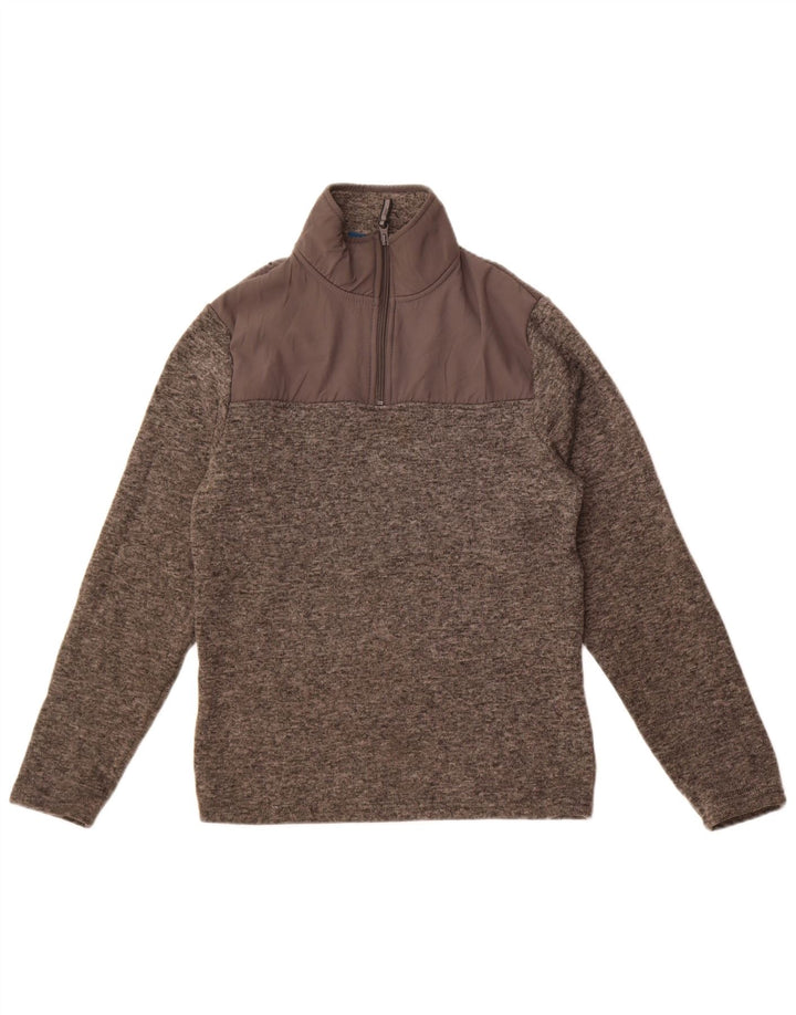 Felpa da uomo con collo con zip Mountain Warehouse Maglione piccolo grigio screziato