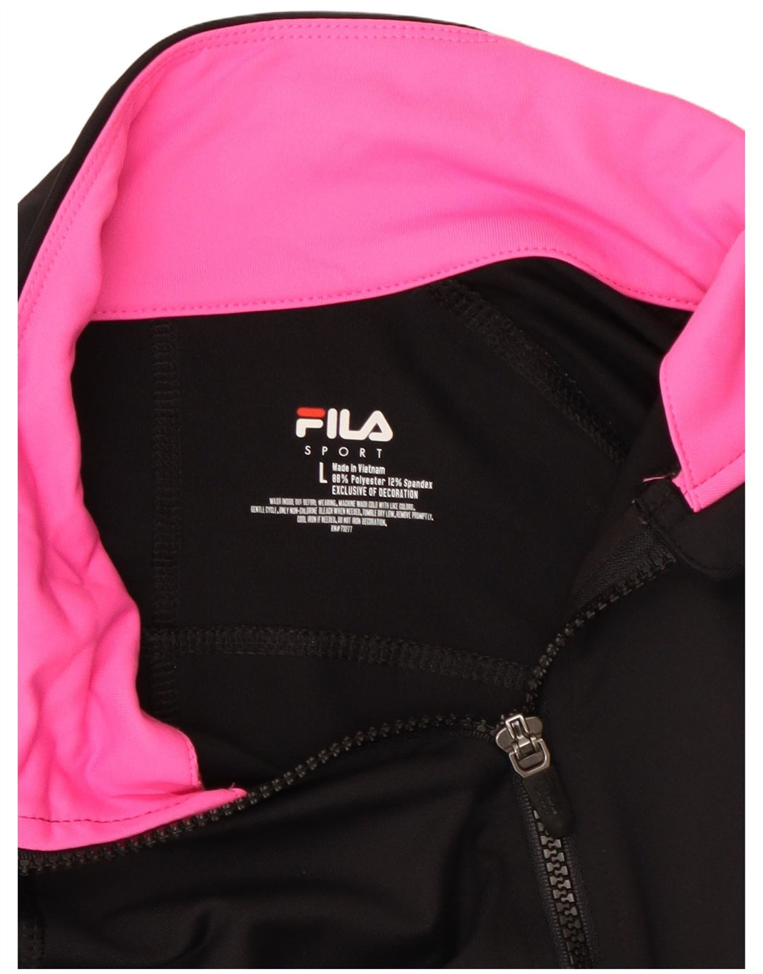 FILA Womens Tracksuit Top Jacket UK 16 Large Black Colourblock Polyester