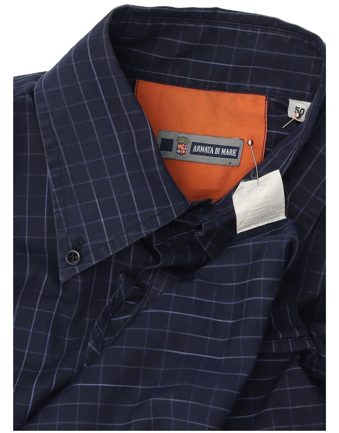 ARMATA DI MARE Camicia Uomo IT 50 Medio Blu Navy Check Cotone