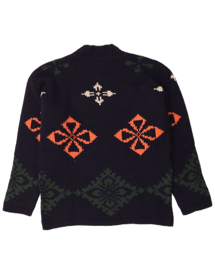 Maglione maglione collo alto da uomo Foxhound grande floreale blu navy