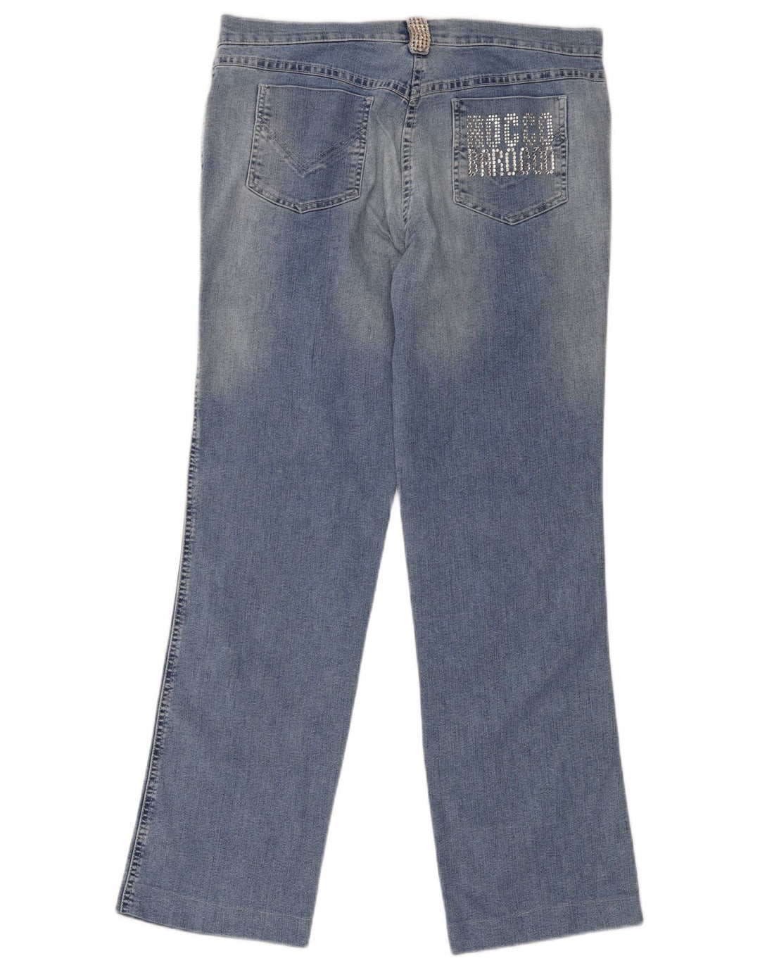 Jeans dritti con grafica da donna Roccobarocco W34 L31 cotone blu