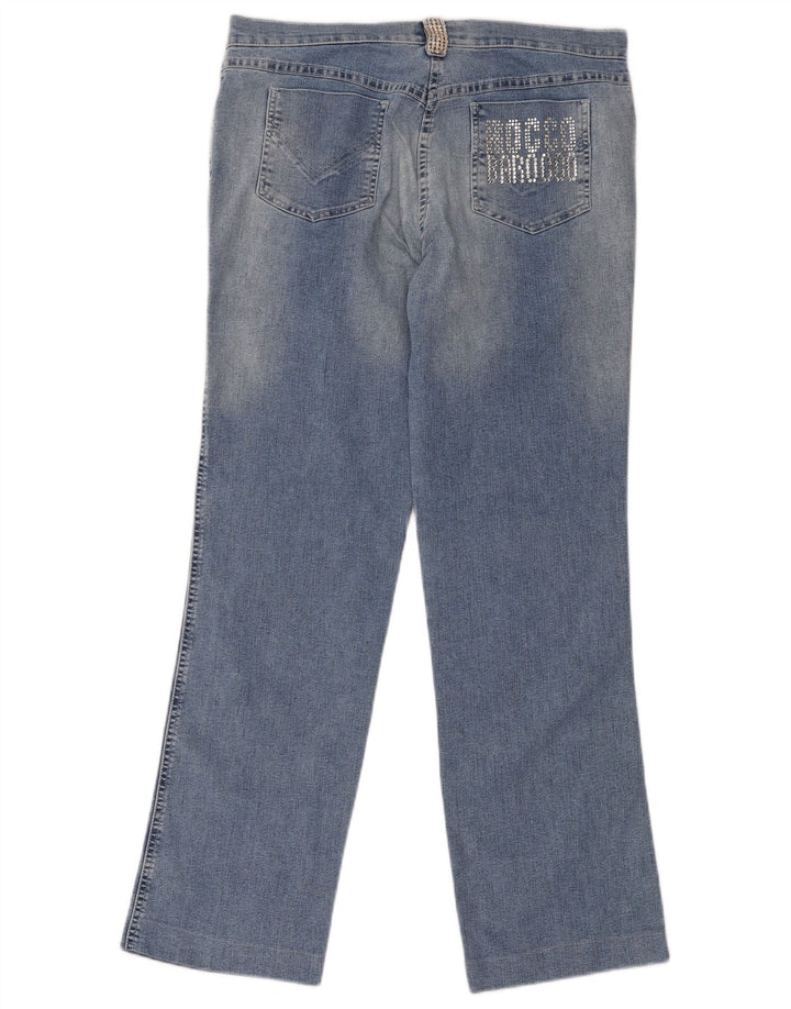 Jeans dritti con grafica da donna Roccobarocco W34 L31 cotone blu