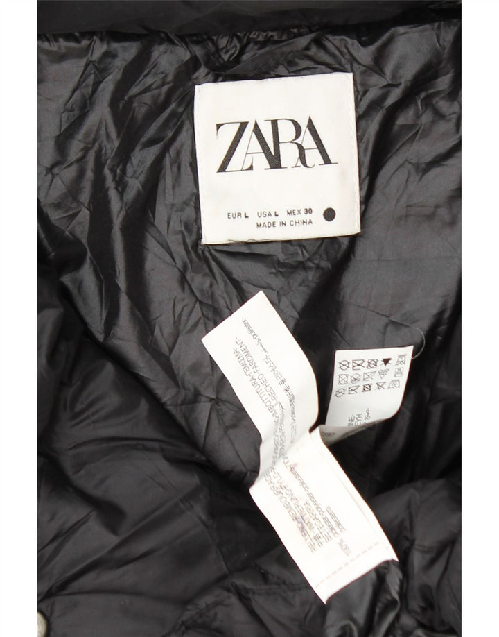 Giacca imbottita oversize da donna ZARA UK 16 grande poliestere nero