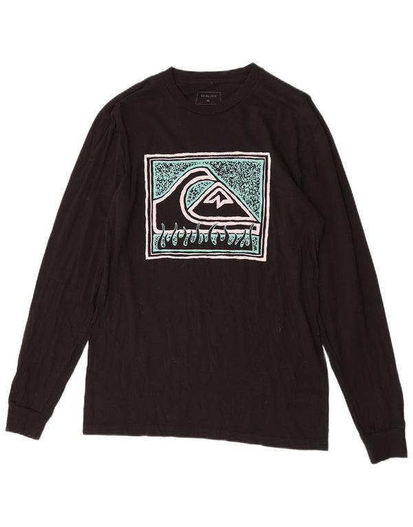 T-shirt grafica da uomo Regular Fit Quiksilver a maniche lunghe in cotone nero medio