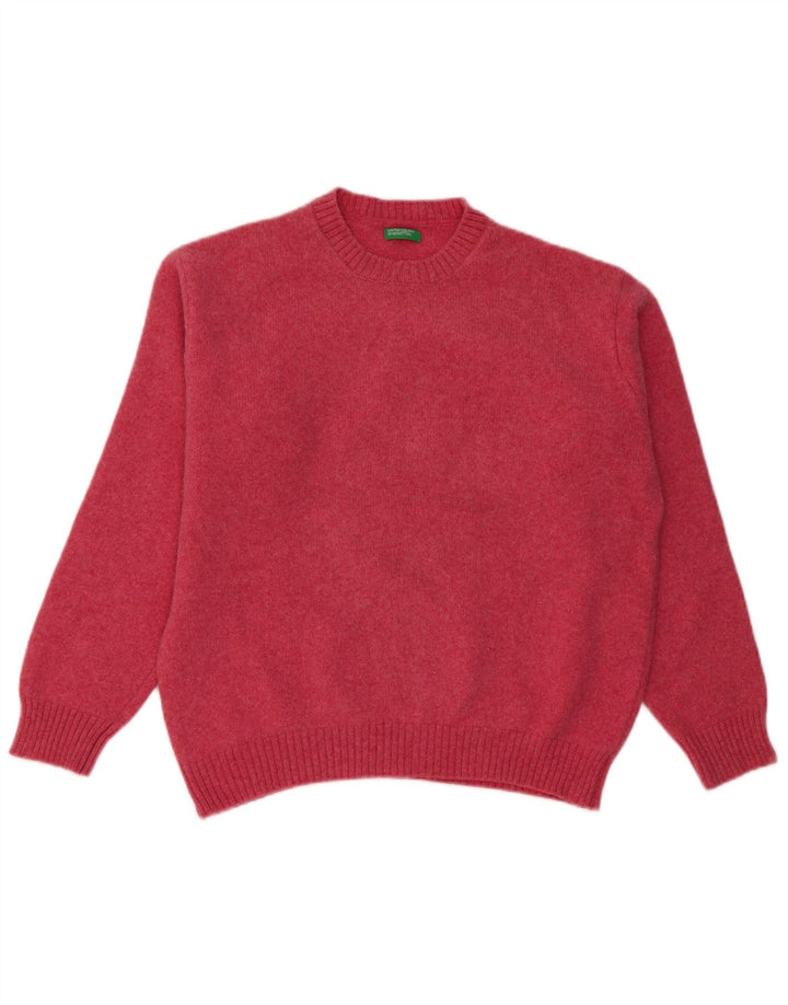 Maglione maglione girocollo da donna Benetton UK 14 grande rosa