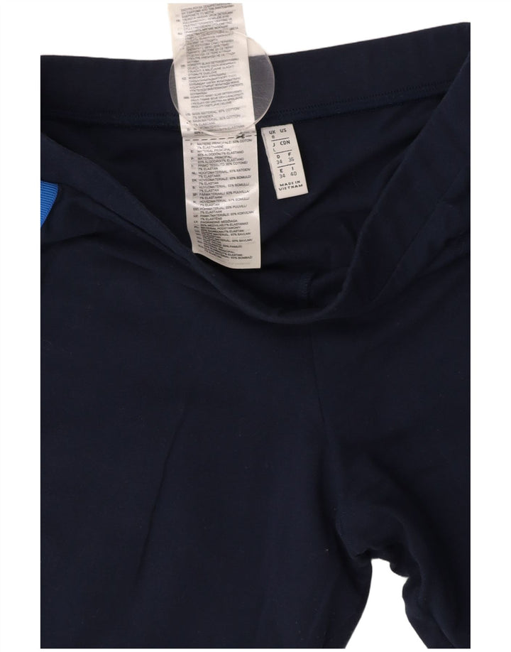 ADIDAS Womens Leggings UK 8 Small Navy Blue Cotton