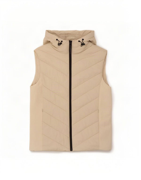 Gilet imbottito con cappuccio da donna Zara UK 18 XL bianco sporco