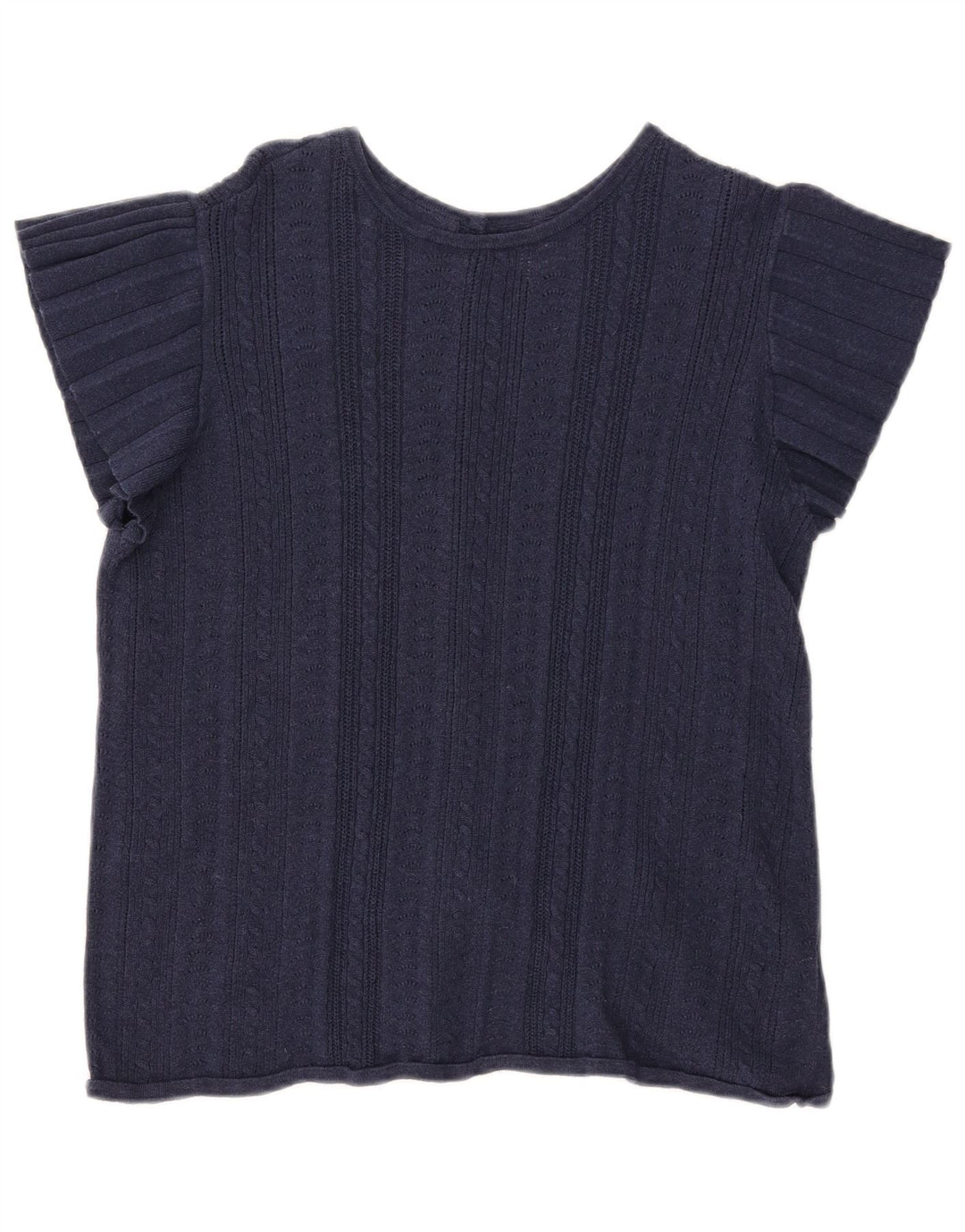 Fat Face Womens Knit Blouse Top UK 14 Large Navy Blue Cotton